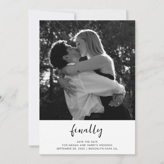 Eindelijk | Eenvoudige foto Bewaar de datum aankon Save The Date (Voorkant)