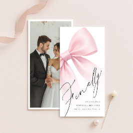 Eindelijk Elégant Moderne Roze Strik Foto Boeklegg Save The Date