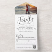 Eindelijk foto-mono achtergelaten QR-code optie br All In One Uitnodiging (Binnen)