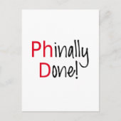 Eindelijk gedaan, PhD afstuderen, afstuderen cadea Aankondigingskaart (Voorkant)