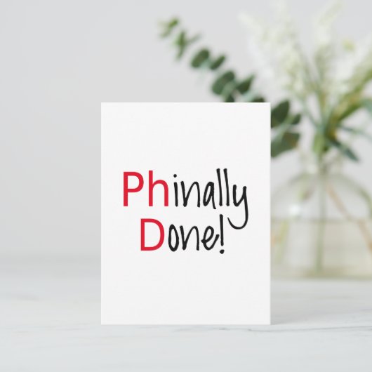 Eindelijk gedaan, PhD afstuderen, afstuderen cadea Aankondigingskaart (Staand voorkant)