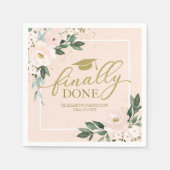 Eindelijk gedaan Pink Blush Floral Graduation Part Servet (Voorkant)