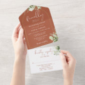 Eindelijk Gold Arch Terracotta Greenery Wedding All In One Uitnodiging (Afscheurbaar)