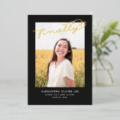 Eindelijk Gold Foil op aankondiging zwart Afstuder (Staand Voorkant)