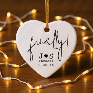Eindelijk! Grappige gepersonaliseerde typografie b Keramisch Ornament