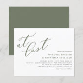 Eindelijk groene moderne kalligrafie bruiloft uitn (Voorkant / Achterkant)