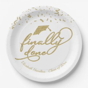 Eindelijk Klaar Gouden Calligraphy Afstudeerfeest Papieren Bordje