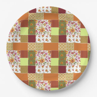 Eindelijk lente patchwork cheater quilt papieren bordje