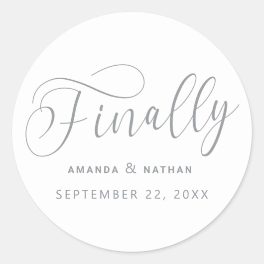 Eindelijk Minimalistisch huwelijk sparen de datum Ronde Sticker (Voorkant)
