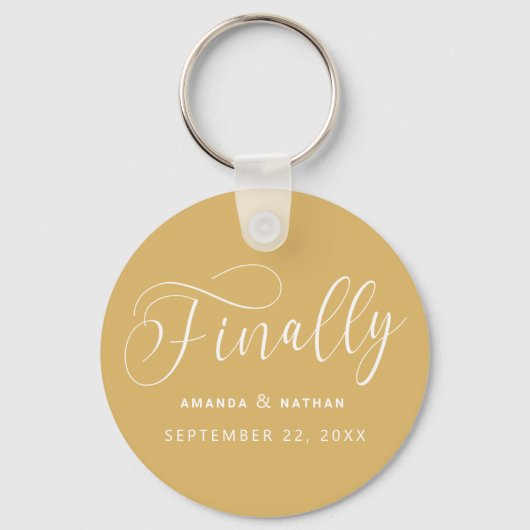 Eindelijk Minimalistisch huwelijk sparen de datum Sleutelhanger (Voorkant)
