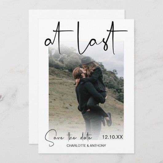 Eindelijk modern | Foto Verloving sparen de datum Aankondiging (Voorkant / Achterkant)