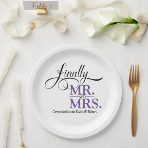 Eindelijk Mr. en Mrs. Trouwreceptie Papieren Bordje