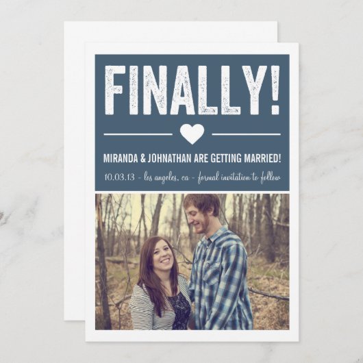 Eindelijk - Navy-foto save the date-aankondigingen Kaart (Voorkant / Achterkant)
