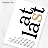 Eindelijk QR Code White Black Gold Verloving Kaart