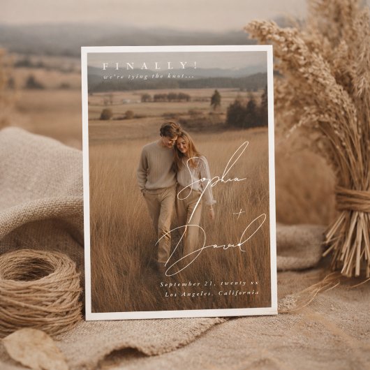 Eindelijk Script Elegante NAMEN Foto Bruiloft Save The Date
