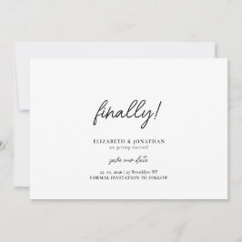 Eindelijk Script Minimalistische Trouwkaart Save t The Date
