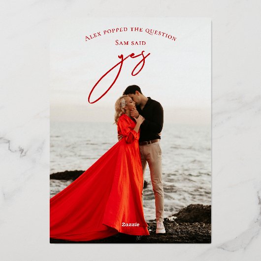 Eindelijk verloofd met Script 2 Photo Engagement P Folie Uitnodiging (Achterkant)