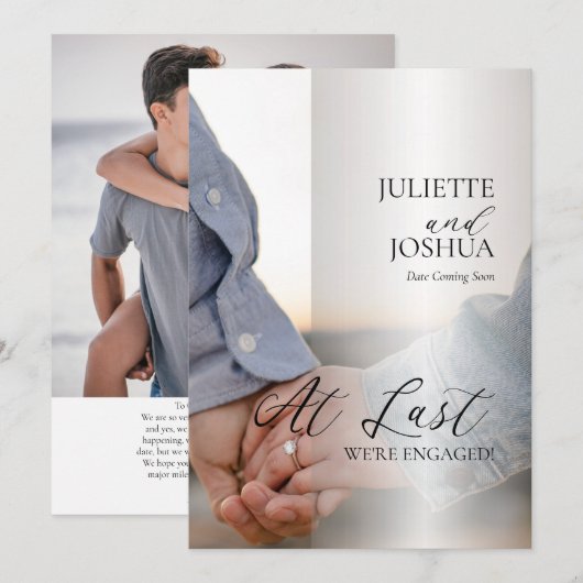 Eindelijk zijn we 2 foto-Verloving Aankondiging (Voorkant / Achterkant)