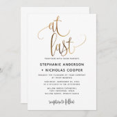 Eindelijk zwart goud script typografie bruiloft kaart (Voorkant / Achterkant)