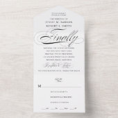 Eindelijk zwart-wit kalligrafie bruiloft all in one uitnodiging (Binnen)