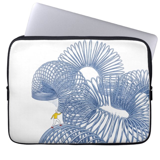 Eindeloos Slinky Coil Walk Minimalistisch Notitieb Laptop Sleeve (Voorkant)
