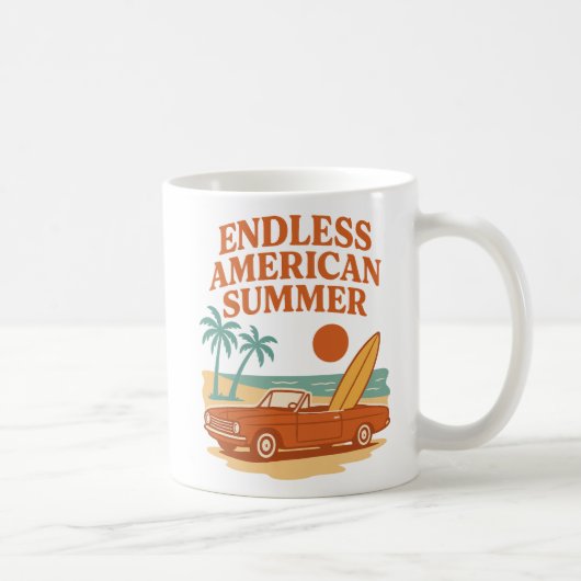 Eindeloze Amerikaanse Zomer Retro Surf Art Koffiemok (Rechts)