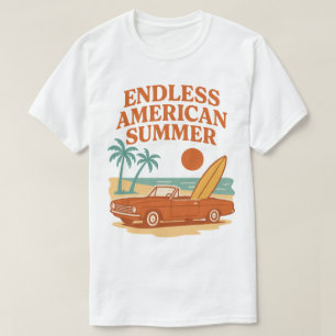 Eindeloze Amerikaanse Zomer Retro Surf Art T-shirt