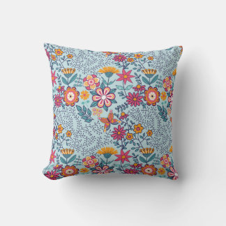 Eindeloze bloemen- en vlindertextuur. kussen