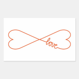 eindeloze liefde, hartvormig oneindig teken rechthoekige sticker
