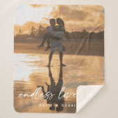 Eindeloze Liefde Modern Script Koppel Foto Gift Sherpa Deken (Voorkant)