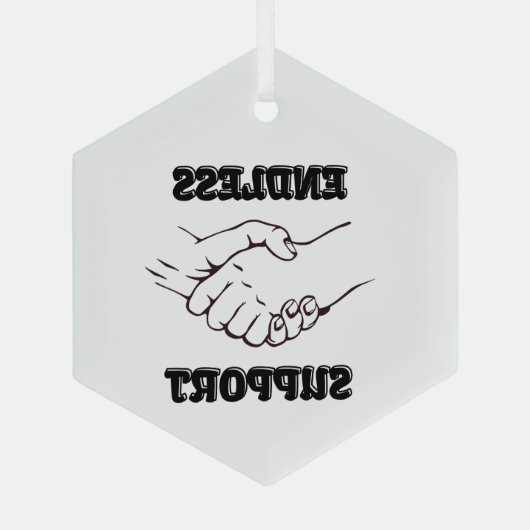 Eindeloze ondersteuning – handdruk symbool van een glas ornament (Achterkant)