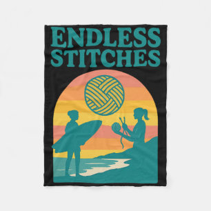 Eindeloze Steken Breien Surfen Retro Zonsondergang Fleece Deken