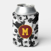 Eindeloze voetballen patroon sport monogram blikjeskoeler (Blikje Voorkant)