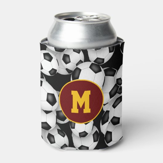 Eindeloze voetballen patroon sport monogram blikjeskoeler (Blikje Voorkant)