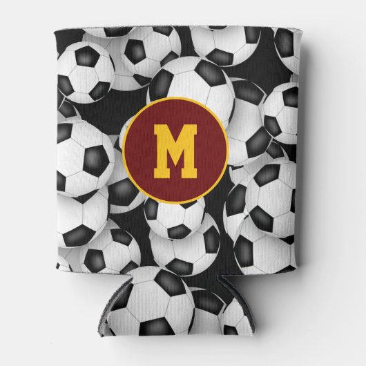 Eindeloze voetballen patroon sport monogram blikjeskoeler (Voorkant)