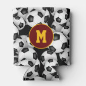 Eindeloze voetballen patroon sport monogram blikjeskoeler (Achterkant)