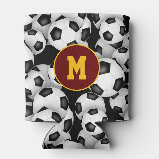 Eindeloze voetballen patroon sport monogram blikjeskoeler (Achterkant)