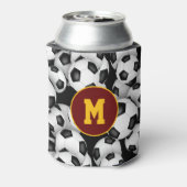 Eindeloze voetballen patroon sport monogram blikjeskoeler (Blikje Achterkant)