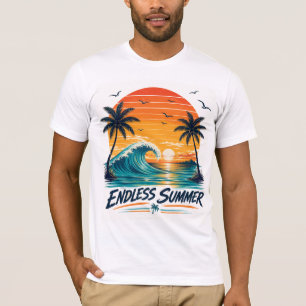 Eindeloze Zomer Retro Tropische Zonsondergang St T-shirt