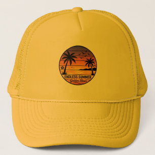 Eindeloze Zomer Retro Zonsondergang Palmboom Pet