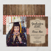 Eindexamen Feest Foto Rood Geruit BBQ Jute Eindexa Kaart (Voorkant / Achterkant)