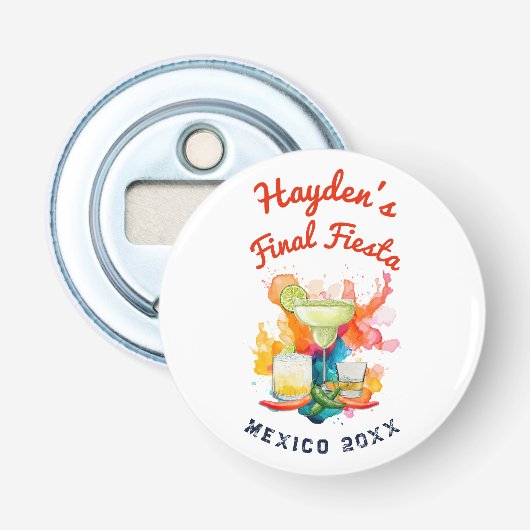Eindfeest Meisjesweekend Mexico Bachelorette Button Flesopener (Voorkant)