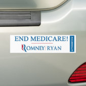 EINDGENEESMIDDEL! Romney/Ryan Bumpersticker (Op auto)