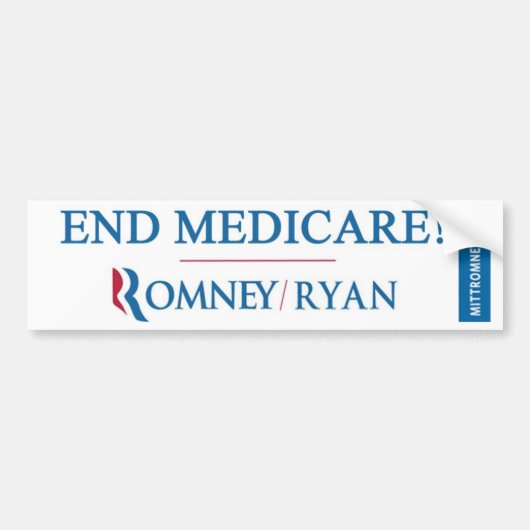 EINDGENEESMIDDEL! Romney/Ryan Bumpersticker (Voorkant)