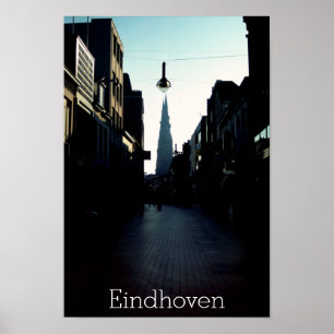 Eindhoven street & Catharinakerk, Nederland Poster