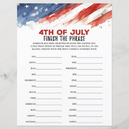 Eindig de zin 4th of July Party Game