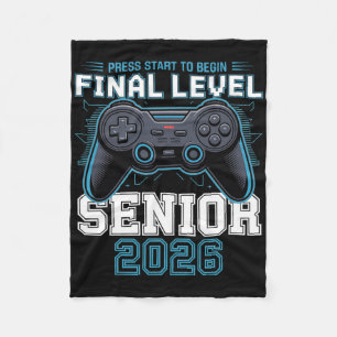 Eindniveau Senior 2026 Druk op Start Gamer Stijl Fleece Deken