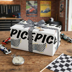 Eindstreep Geruite Vlag Racing Cadeaupapier