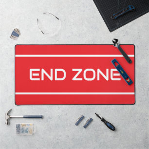EINDZONE Moderne witte tekststrepen op helderrood Bureaumat