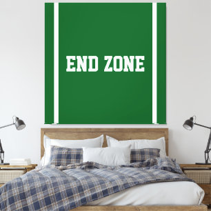 EINDZONE Witte tekst rand strepen op gridiron groe Canvas Afdruk